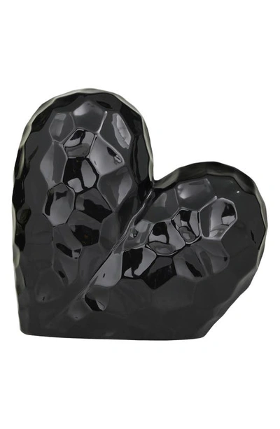 VIVIAN LUNE HOME VIVIAN LUNE HOME BLACK PORCELAIN HEART SCULPTURE