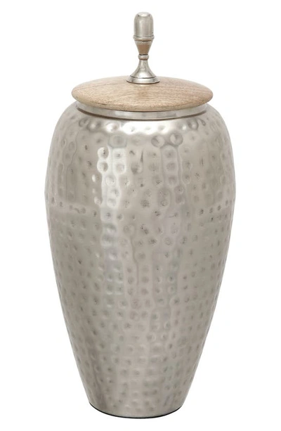 VIVIAN LUNE HOME VIVIAN LUNE HOME SILVERTONE METAL CONTEMPORARY DECORATIVE JAR