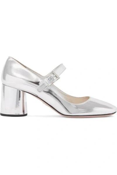 PRADA METALLIC LEATHER MARY JANE PUMPS