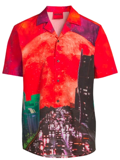 HUGO BOSS HUGO ELLINO SHIRT OPEN PINK IN RED