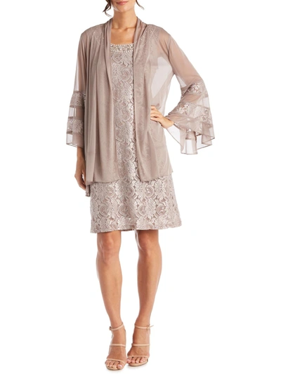 R & M RICHARDS WOMENS 2PC LACE SHEATH DRESS