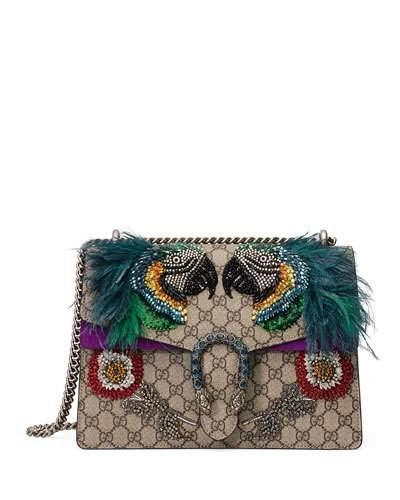 GUCCI DIONYSUS MEDIUM PARROT SHOULDER BAG, MULTI