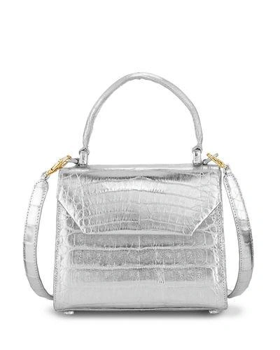 NANCY GONZALEZ CROCODILE SMALL FLAP TOP-HANDLE CROSSBODY BAG