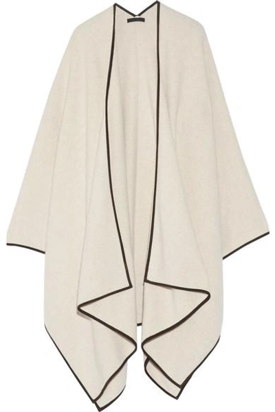 THE ROW DUSANA SUEDE-TRIMMED MERINO WOOL AND CASHMERE-BLEND CAPE