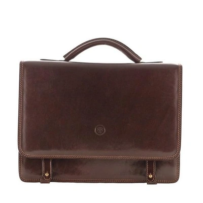 MAXWELL SCOTT BAGS Luxury Italian Leather Men's Business Satchel Briefcase Battista Dark Chocolate Brown