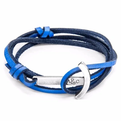 ANCHOR & CREW Royal Blue Clipper Silver & Leather Bracelet