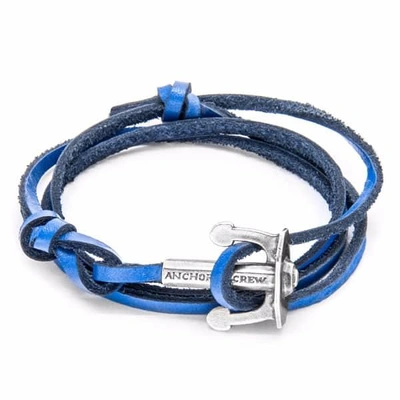 ANCHOR & CREW Royal Blue Union Silver & Leather Bracelet