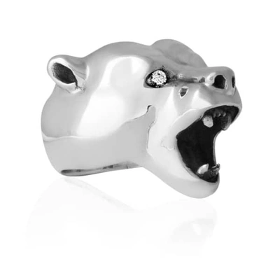 GUCCI MEN'S BEAR RING SILVER WITH DIAMONDS