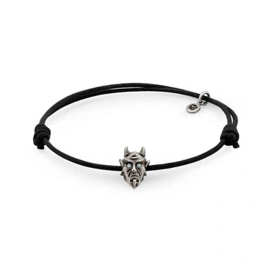 GUCCI MEN'S DEVIL BRACELET IN OXIDIZED SILVER WITH DIAMOND EYES