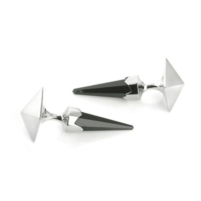 GUCCI MEN'S ONYX TIP CUFFLINKS SILVER
