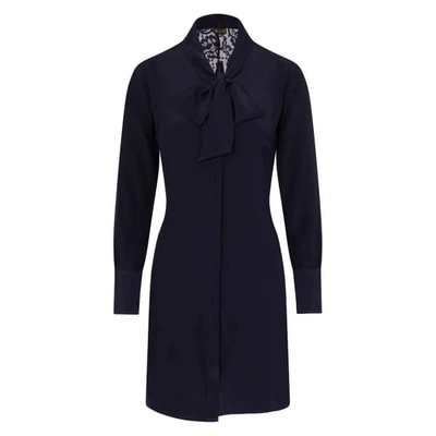 GUCCI WOMEN'S MIDNIGHT BLUE SILK BOW DRESS