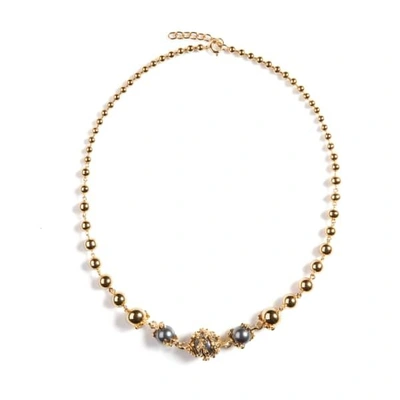 GUCCI WOMEN'S GOLD ORB & THREE PEARLS FULL NECKLACE