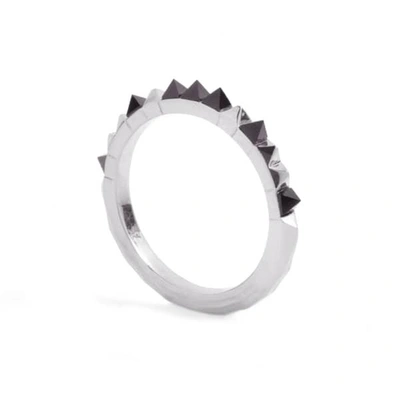 GUCCI WOMEN'S CROCODILE ONYX RING SILVER