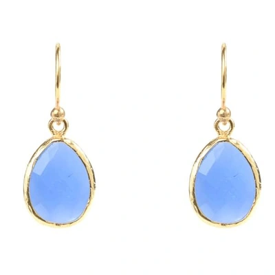 LATELITA LONDON WOMEN'S GOLD / BLUE PETITE DROP EARRINGS DARK BLUE CHALCEDONY GOLD