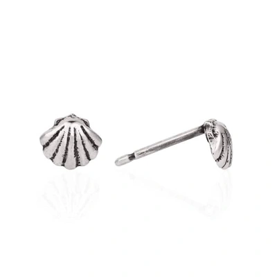 GUCCI WOMEN'S SHELL STUD EARRINGS SILVER