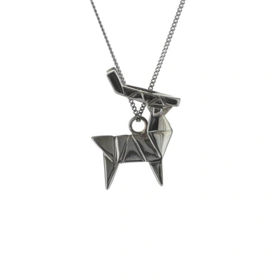 GUCCI WOMEN'S BLACK DEER NECKLACE GUN METAL