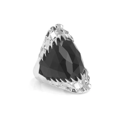 GUCCI WOMEN'S BLACK VAMPIRE BITE RING SILVER