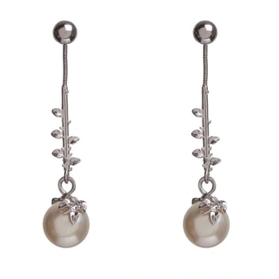 GUCCI WOMEN'S SILVER IVORY PEARL DROP EARRINGS
