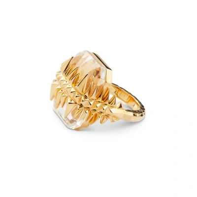 GUCCI WOMEN'S BLACK SEA GLACIER RING GOLD WHITE TOPAZ