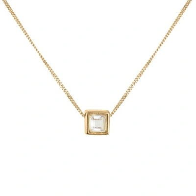 GUCCI WOMEN'S WHITE TOPAZ SQUARE CUT NECKLACE - GOLD