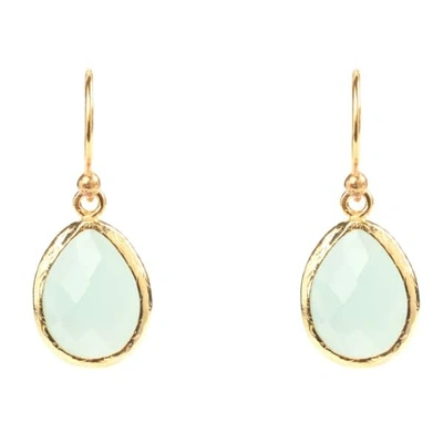 LATELITA LONDON WOMEN'S BLUE / GOLD PETITE DROP EARRINGS AQUA CHALCEDONY GOLD
