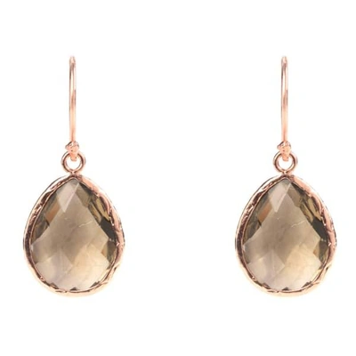 LATELITA LONDON WOMEN'S BROWN / ROSE GOLD PETITE DROP EARRINGS SMOKEY QUARTZ ROSEGOLD