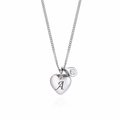 GUCCI WOMEN'S HEART INITIAL & DIAMOND NECKLACE SILVER