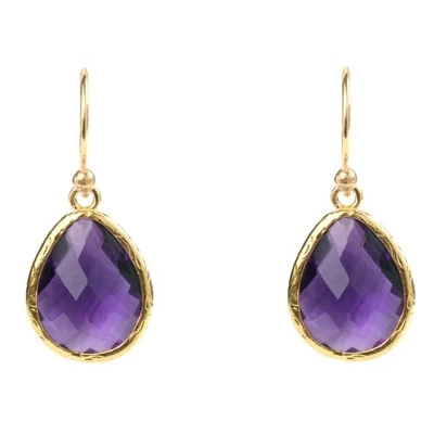 LATELITA LONDON WOMEN'S GOLD / PURPLE PETITE DROP EARRINGS AMETHYST HYDRO GOLD