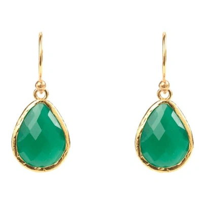 LATELITA LONDON WOMEN'S GOLD / GREEN PETITE DROP EARRINGS GREEN ONYX GOLD