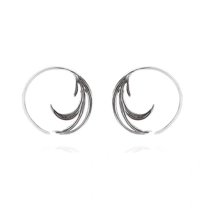 GUCCI WOMEN'S DUCK FEATHER HOOP EARRINGS - SILVER
