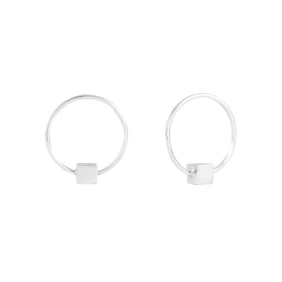 GUCCI WOMEN'S SILVER / GREY CUBE & HOOP EARRINGS CLASSIC - SILVER