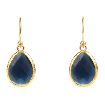 LATELITA LONDON WOMEN'S BLUE / GOLD PETITE DROP EARRINGS SAPPHIRE HYDRO GOLD