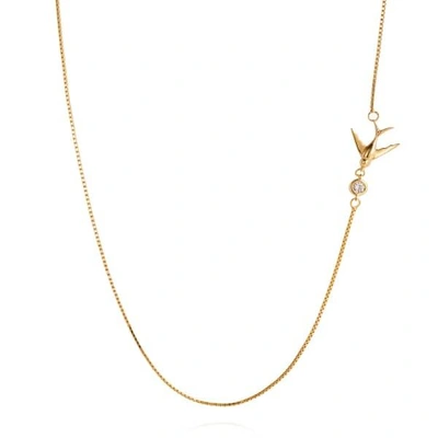 GUCCI WOMEN'S SWALLOW NECKLACE WHITE SAPPHIRE & GOLD