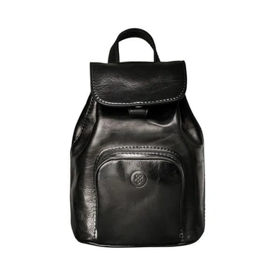 MAXWELL SCOTT BAGS Luxury Italian Leather Ladies Small Rucksack Popolo Black