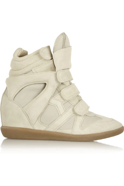 ISABEL MARANT Burt Leather And Suede Concealed Wedge Sneakers