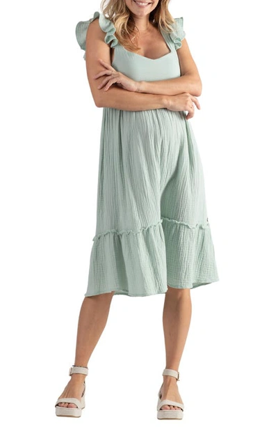 CACHE COEUR CACHE COEUR MELODY ORGANIC COTTON GAUZE MATERNITY/NURSING MIDI DRESS