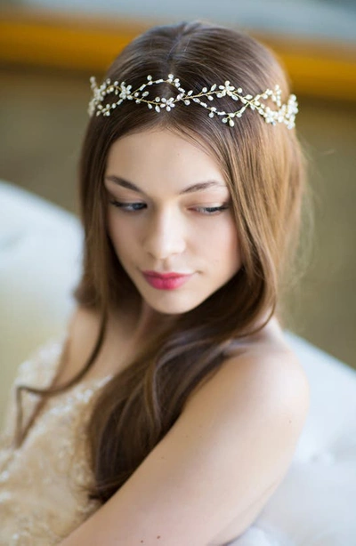 BRIDES AND HAIRPINS BRIDES & HAIRPINS OCTAVIA PEARL & JEWELED HALO & SASH