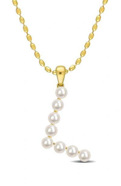 DELMAR DELMAR 3.5-4MM FRESHWATER CULTURED PEARL INITIAL PENDANT NECKLACE