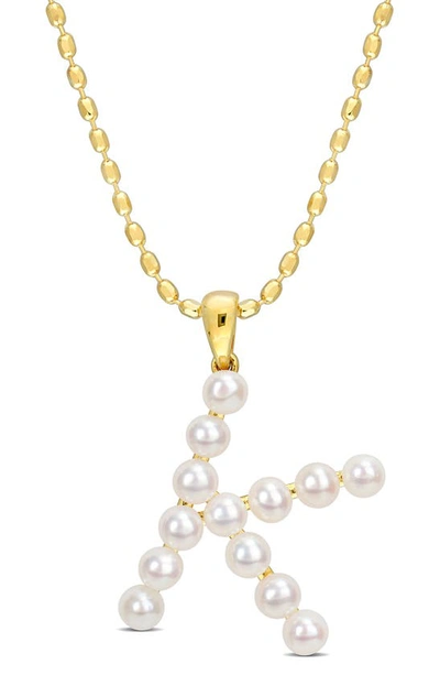 DELMAR DELMAR 3.5-4MM FRESHWATER CULTURED PEARL INITIAL PENDANT NECKLACE