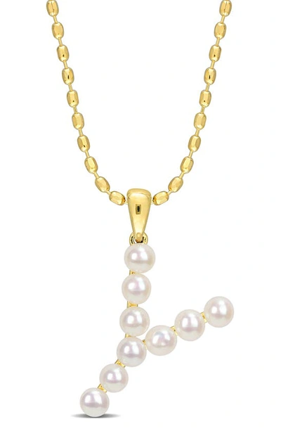 DELMAR DELMAR 3.5-4MM FRESHWATER CULTURED PEARL INITIAL PENDANT NECKLACE