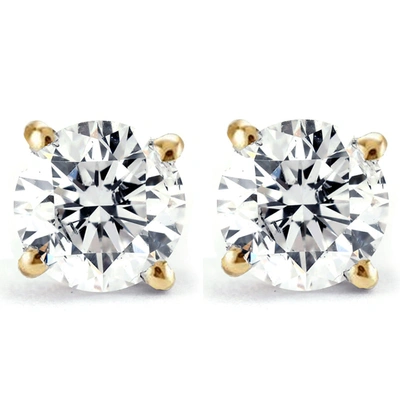 POMPEII3 2 CT CERTIFIED DIAMOND STUDS WITH SCREW BACKS 14K YELLOW GOLD