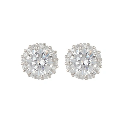ADORNIA SWAROVSKI CRYSTAL HALO EARRINGS SILVER