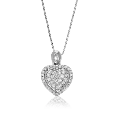 VIR JEWELS 1/4 CTTW LAB GROWN DIAMOND HEART PENDANT NECKLACE .925 STERLING SILVER PRONG SET 2/3 INCH WITH 18 IN