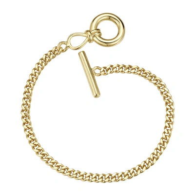 RACHEL GLAUBER 14K GOLD PLATED CUBIC ZIRCONIA CHAIN BRACELET