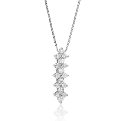 VIR JEWELS 1/4 CTTW LAB GROWN DIAMOND DROP PENDANT NECKLACE .925 STERLING SILVER 2/3 INCH WITH 18 INCH CHAIN