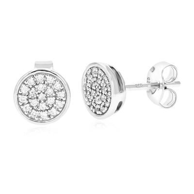 VIR JEWELS 1/6 CTTW 38 STONES ROUND LAB GROWN DIAMOND STUDS EARRINGS .925 STERLING SILVER PRONG SET 1/3 INCH