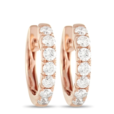 NON BRANDED 14K ROSE GOLD 0.59CT DIAMOND HOOP EARRINGS