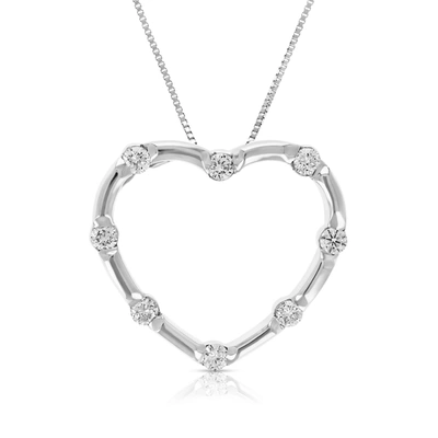 VIR JEWELS 1/4 CTTW DIAMOND HEART PENDANT NECKLACE 10K WHITE GOLD WITH 18 INCH CHAIN