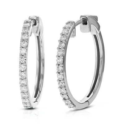 VIR JEWELS 1/2 CTTW 26 STONES SI2-I1 CLARITY ROUND LAB GROWN DIAMOND HOOP EARRINGS PRONG SETTINGS ON .925 STERL