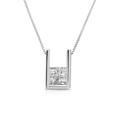 VIR JEWELS 1/2 CTTW PRINCESS CUT DIAMOND PENDANT NECKLACE 14K WHITE GOLD WITH 18 INCH CHAIN
